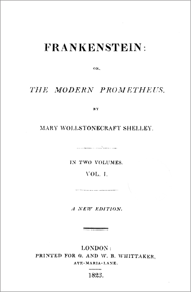 cover of frankenstein by mary shelley