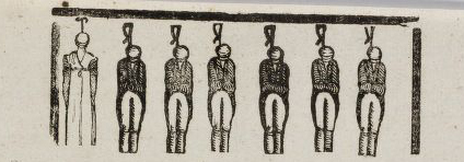 Illustration from the execution broadside of Thomas Cann and others hung on 5 March 1817