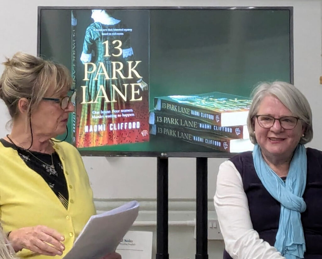 question and answer session for 13 park lane showing Karen Robinson questioning author Naomi Clifford